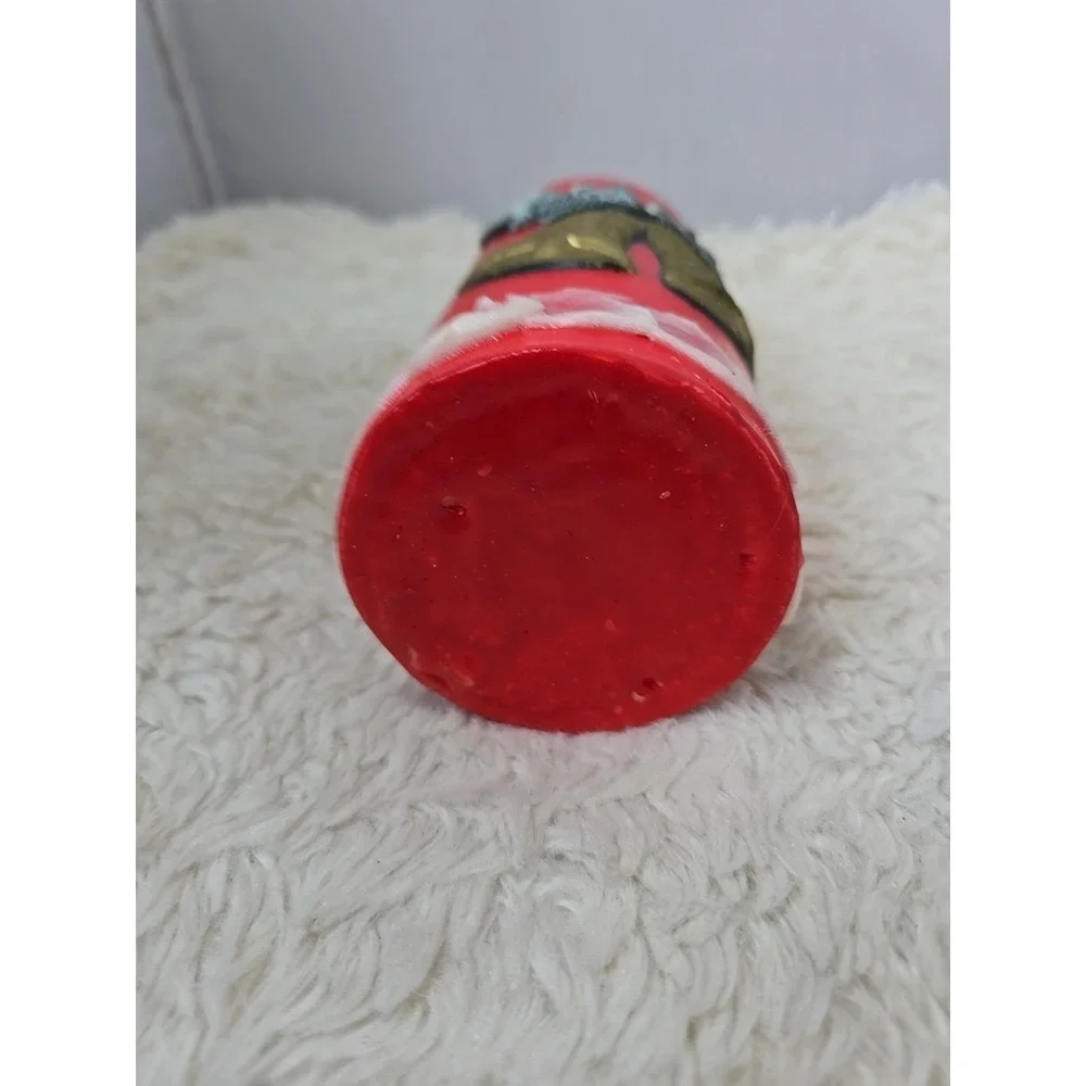 Vintage Christmas Pillar Candle Bells &‎ Holly Decor Retro MCM Unburned in Box